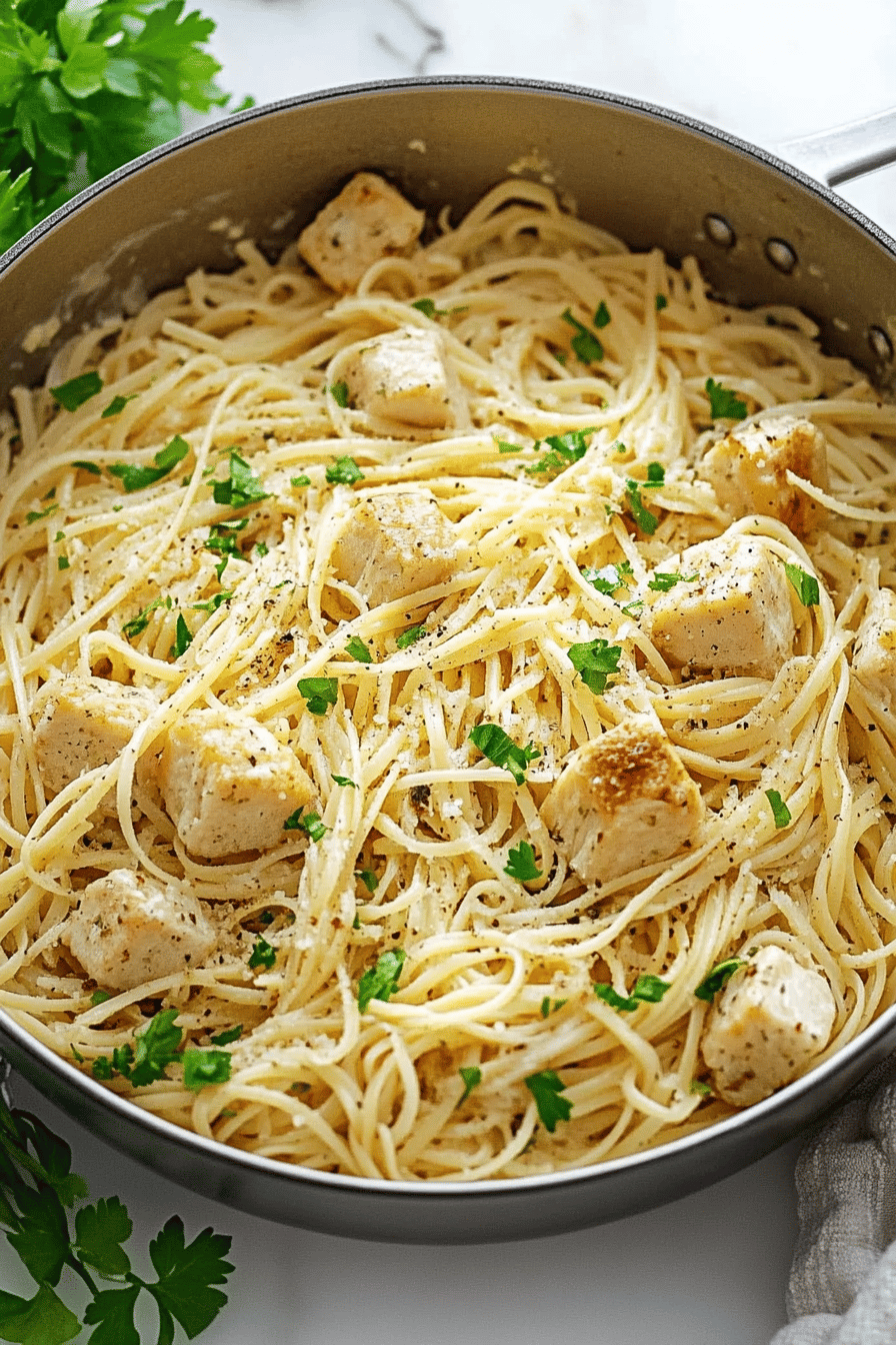 Angel Hair Pasta Recipe slice on plate showing perfect texture and swirl pattern