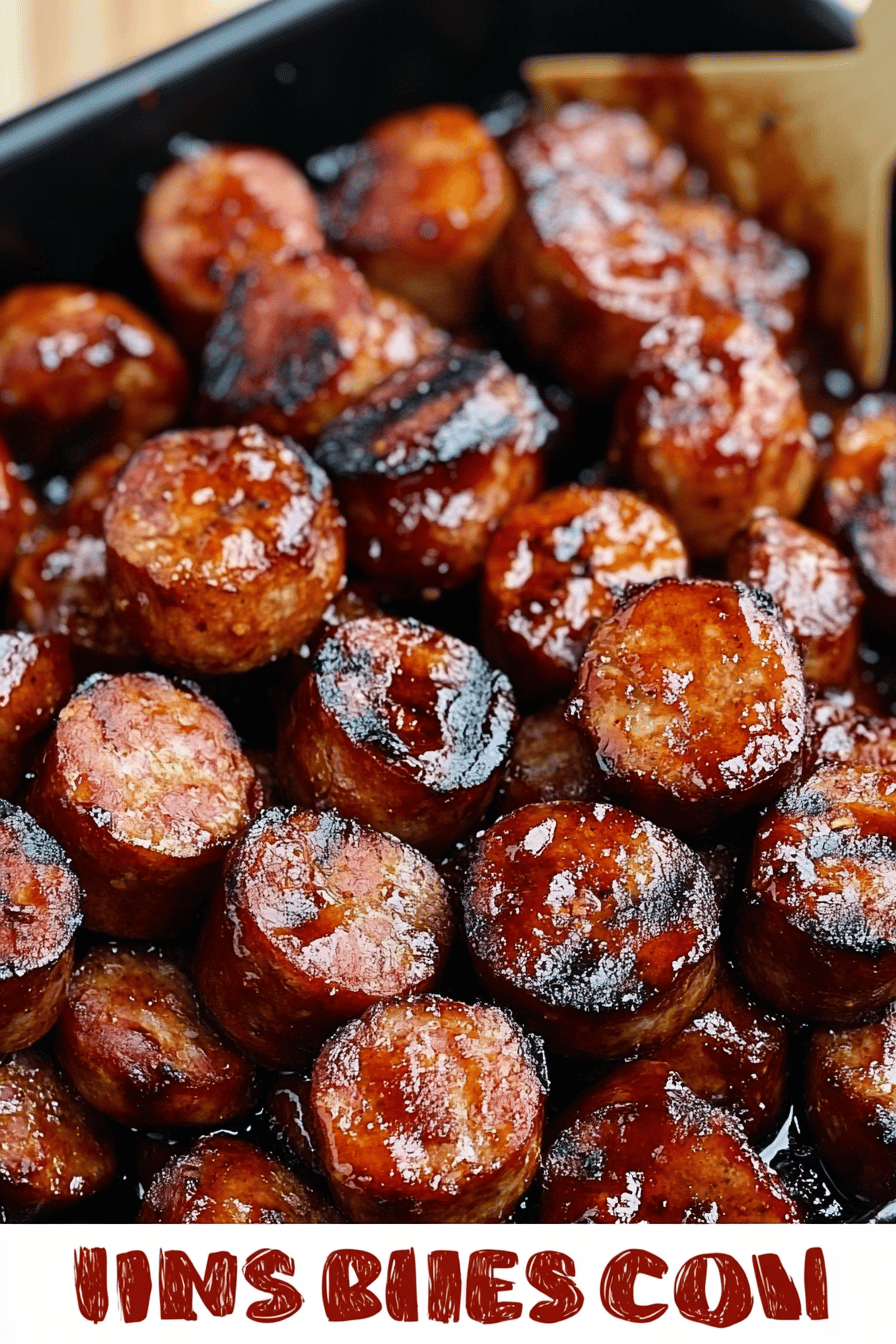 BBQ Sausage Bites slice on plate showing perfect texture and swirl pattern
