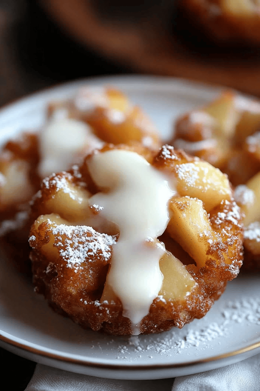 Baked Apple Fritters slice on plate showing perfect texture and swirl pattern