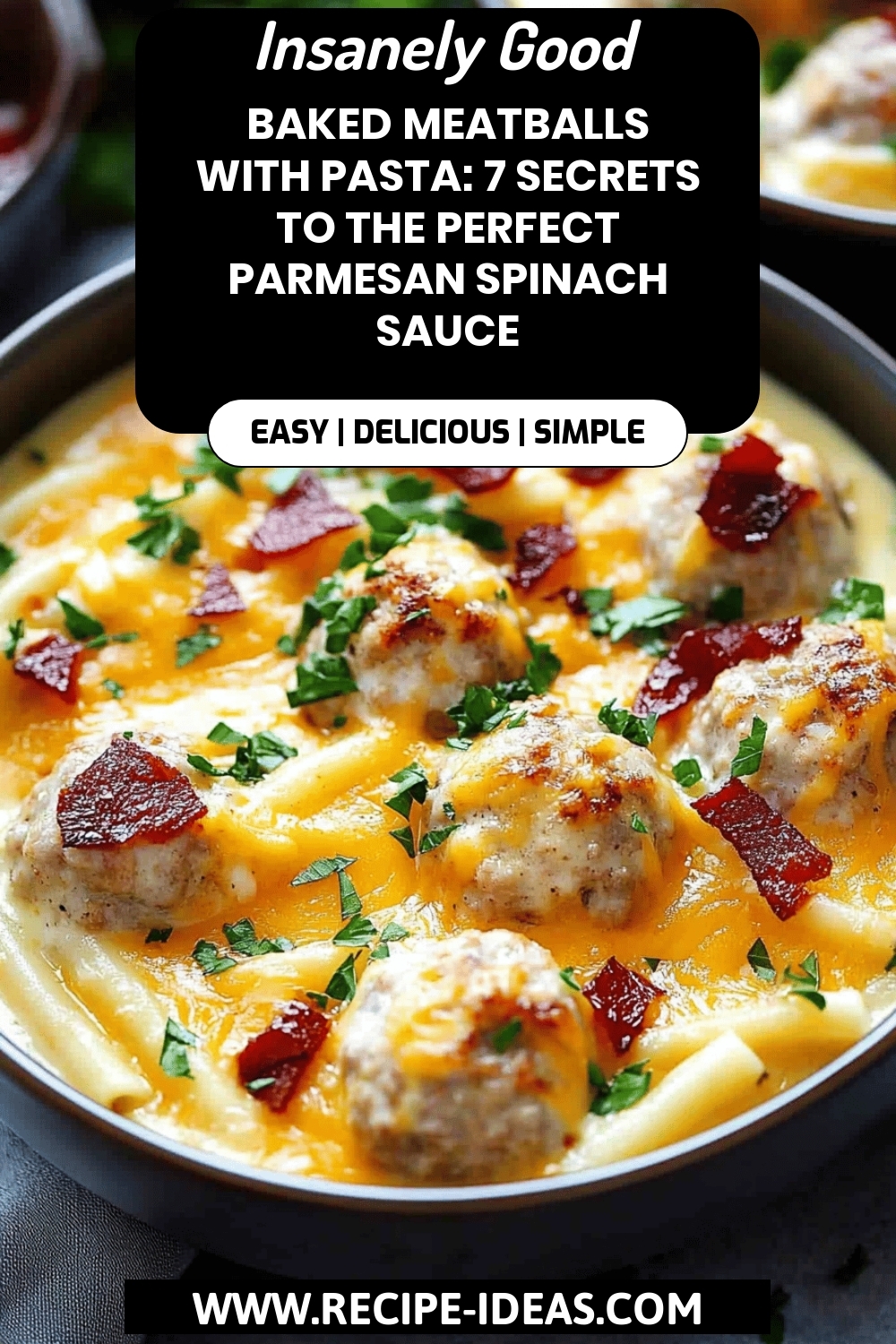 Baked Meatballs Pasta Recipe final dish beautifully presented and ready to serve