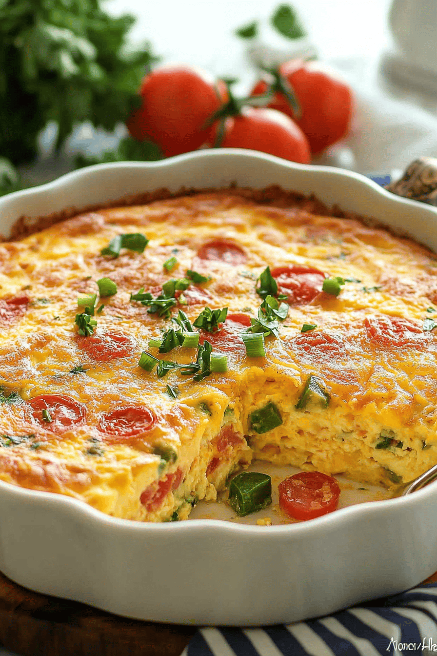 Baked Omelet Recipe ingredients organized and measured on kitchen counter
