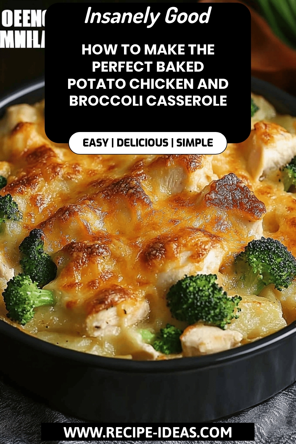 Baked Potato Chicken Broccoli Casserole final dish beautifully presented and ready to serve
