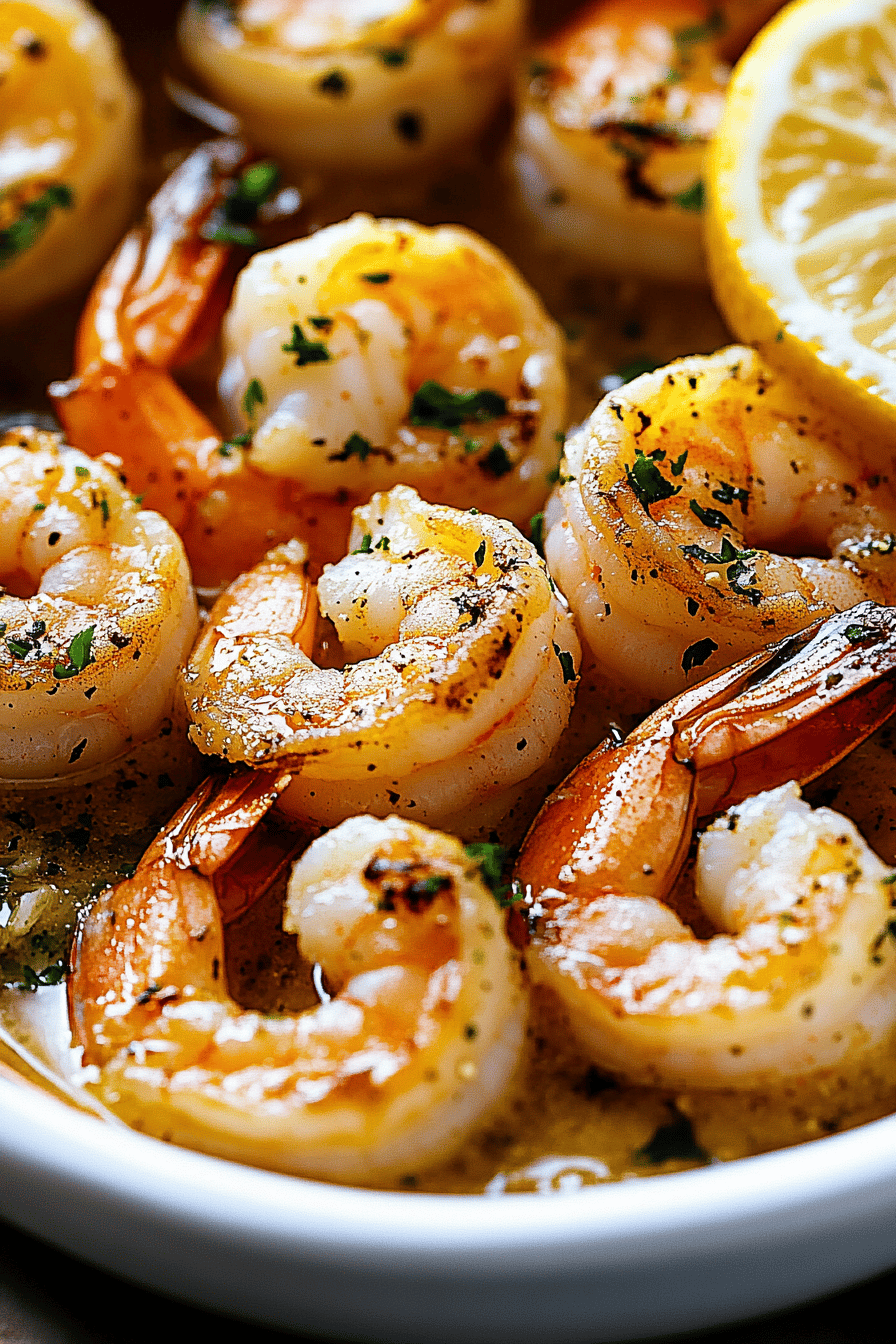 Baked Shrimp Lemon Butter Sauce slice on plate showing perfect texture and swirl pattern