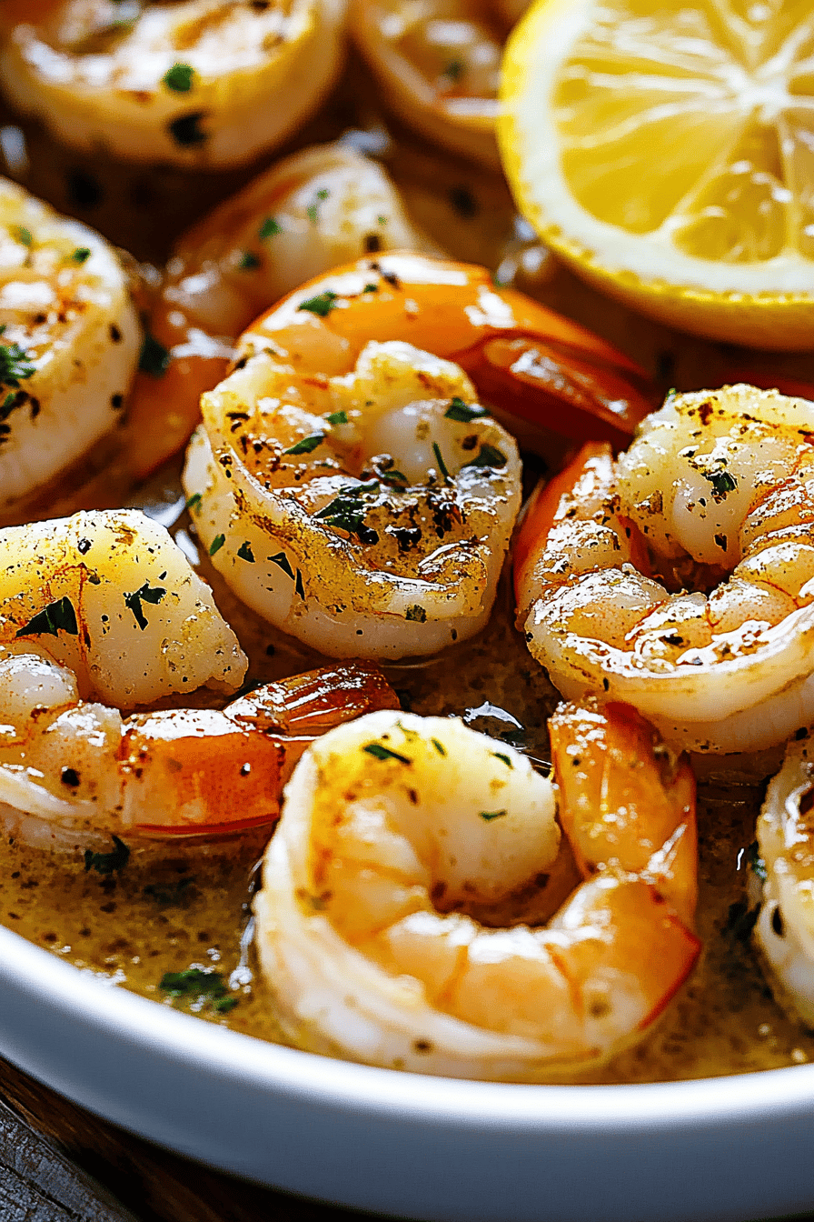 Baked Shrimp Lemon Butter Sauce final dish beautifully presented and ready to serve