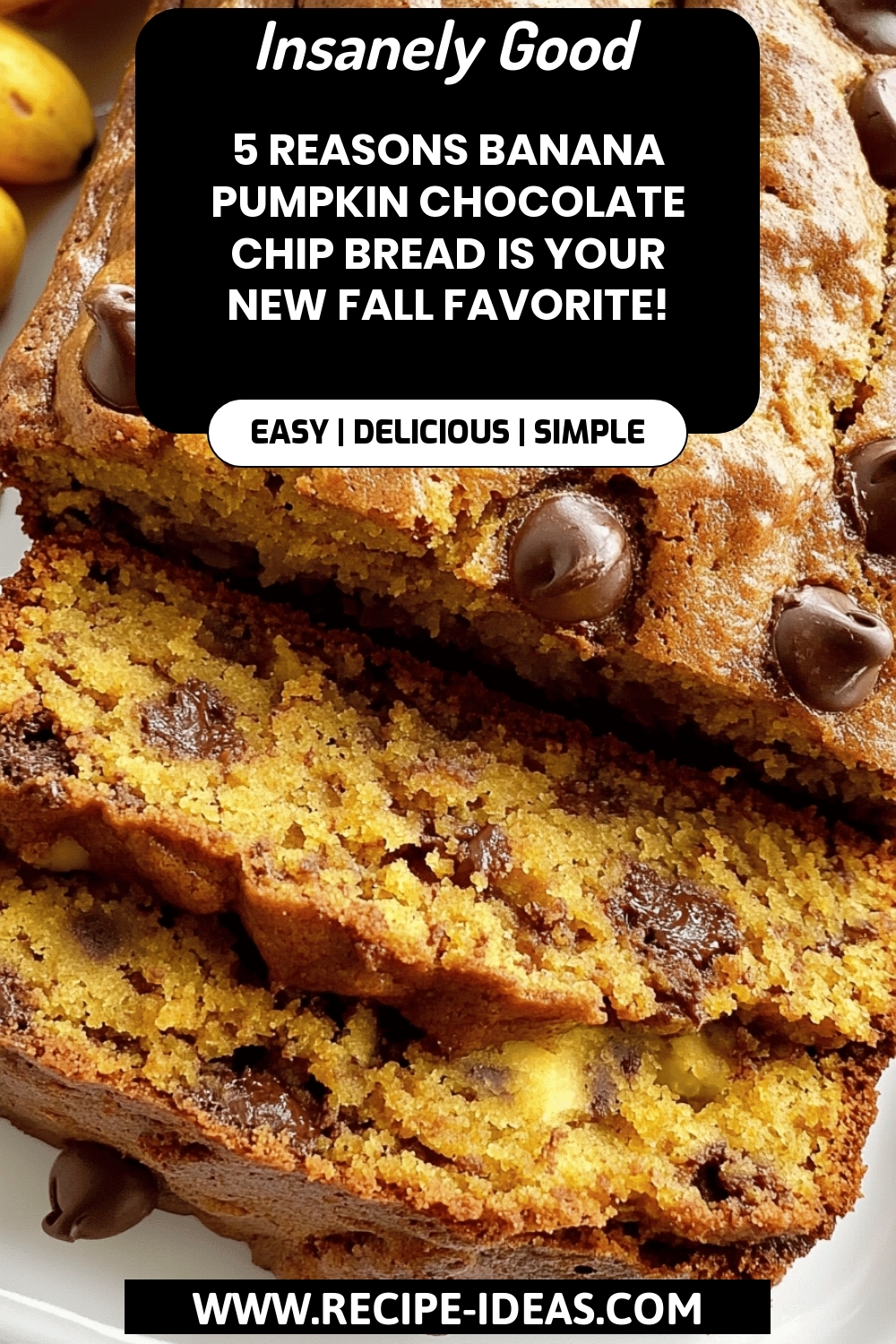 Banana Pumpkin Chocolate Chip Bread final dish beautifully presented and ready to serve