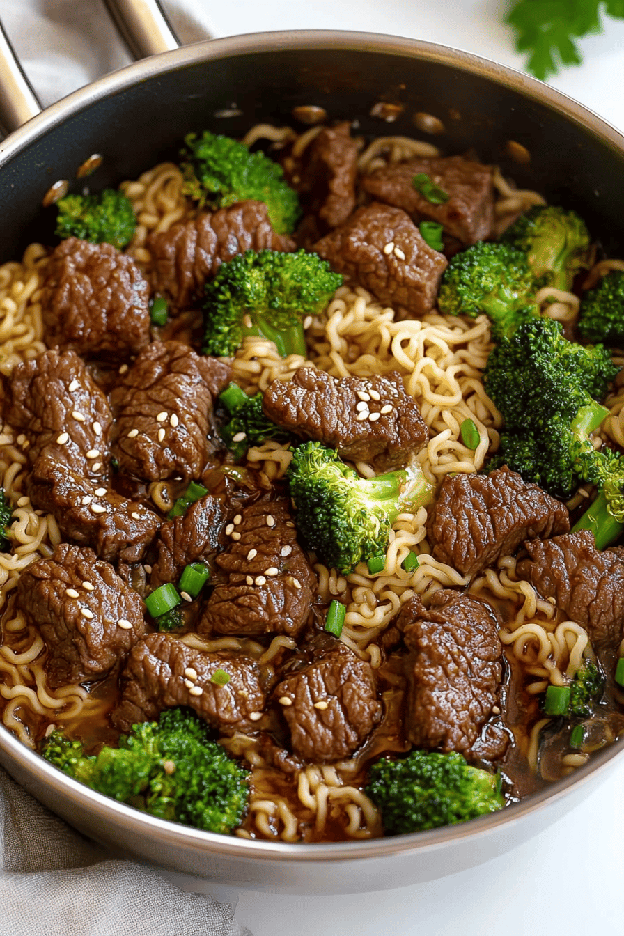 Beef Broccoli Ramen final dish beautifully presented and ready to serve