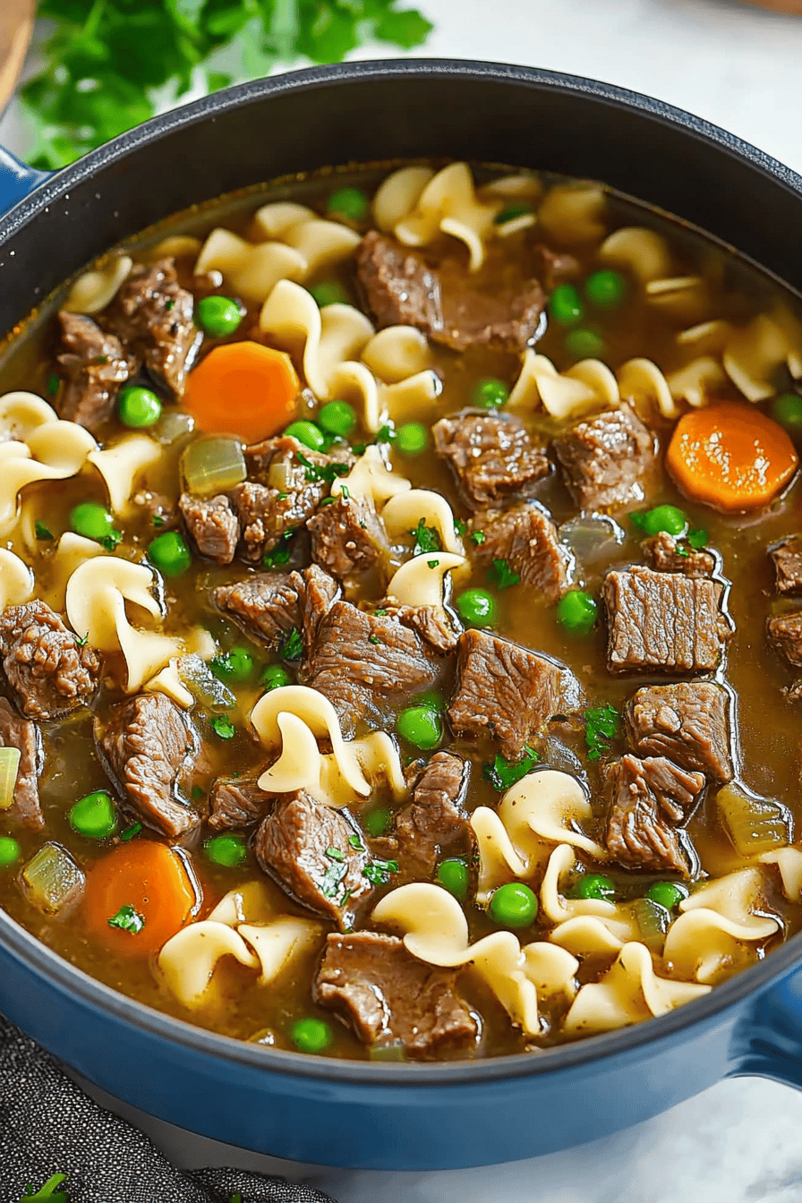 Beef Noodle Soup Recipe slice on plate showing perfect texture and swirl pattern