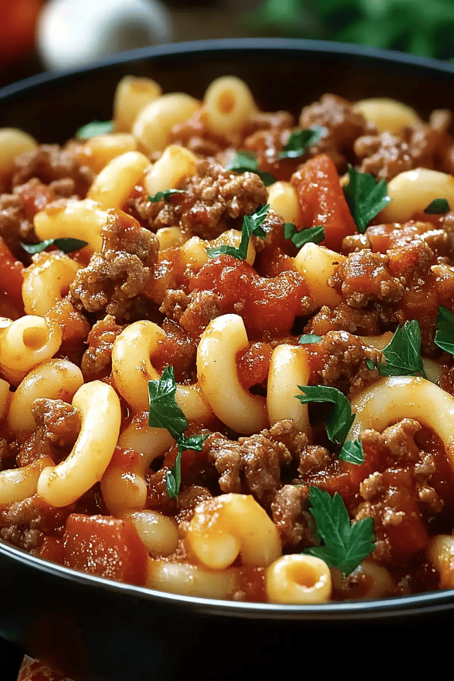 Beefaroni Recipe ingredients organized and measured on kitchen counter