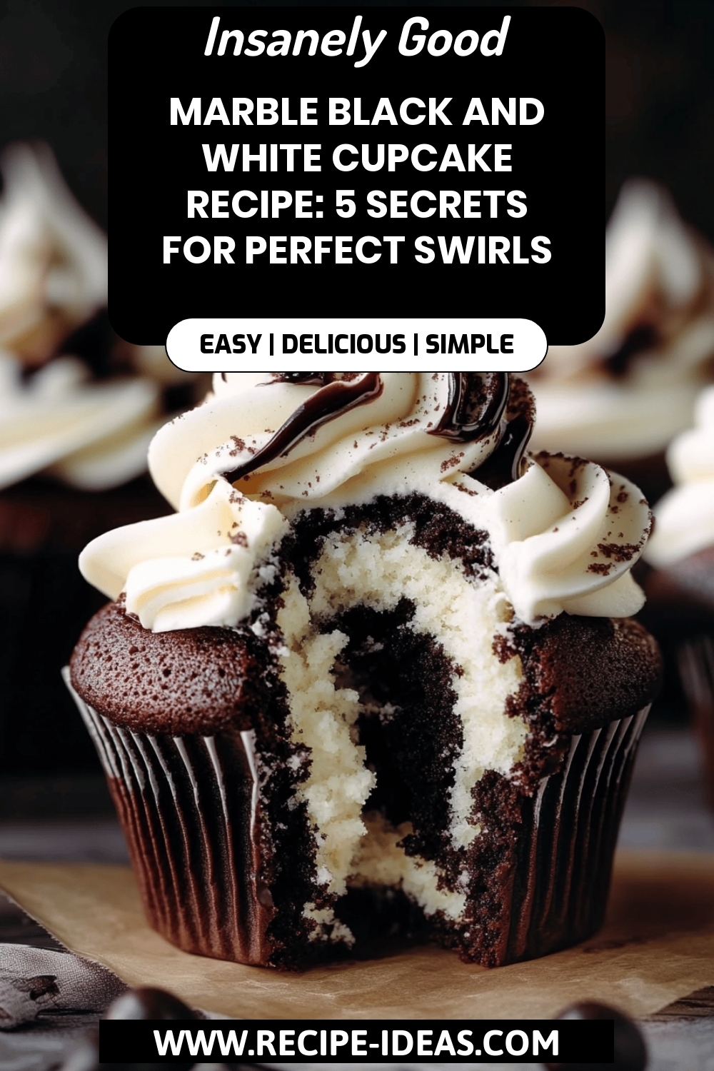 Black and White Cupcake Recipe final dish beautifully presented and ready to serve