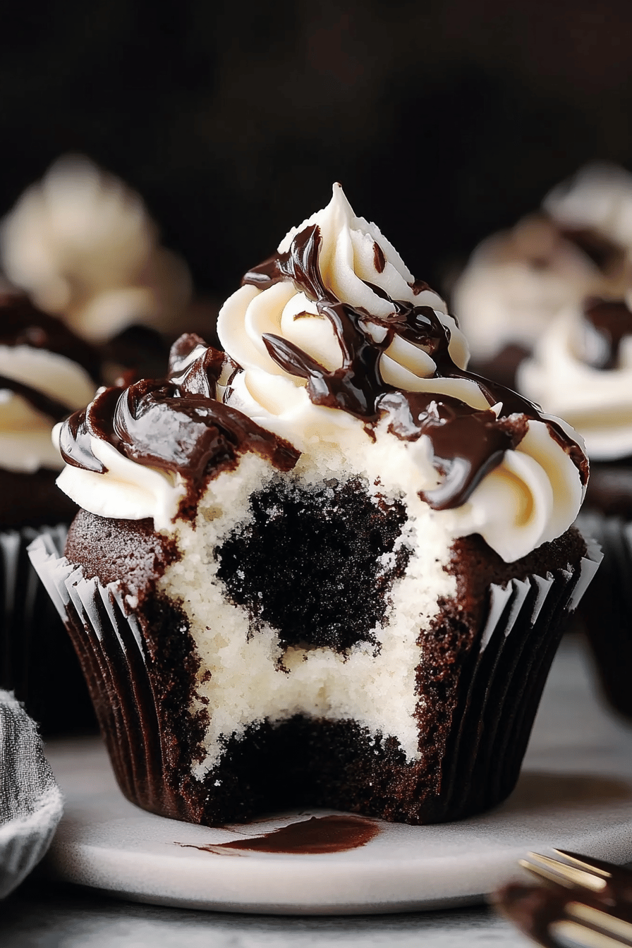 Black and White Cupcake Recipe ingredients organized and measured on kitchen counter
