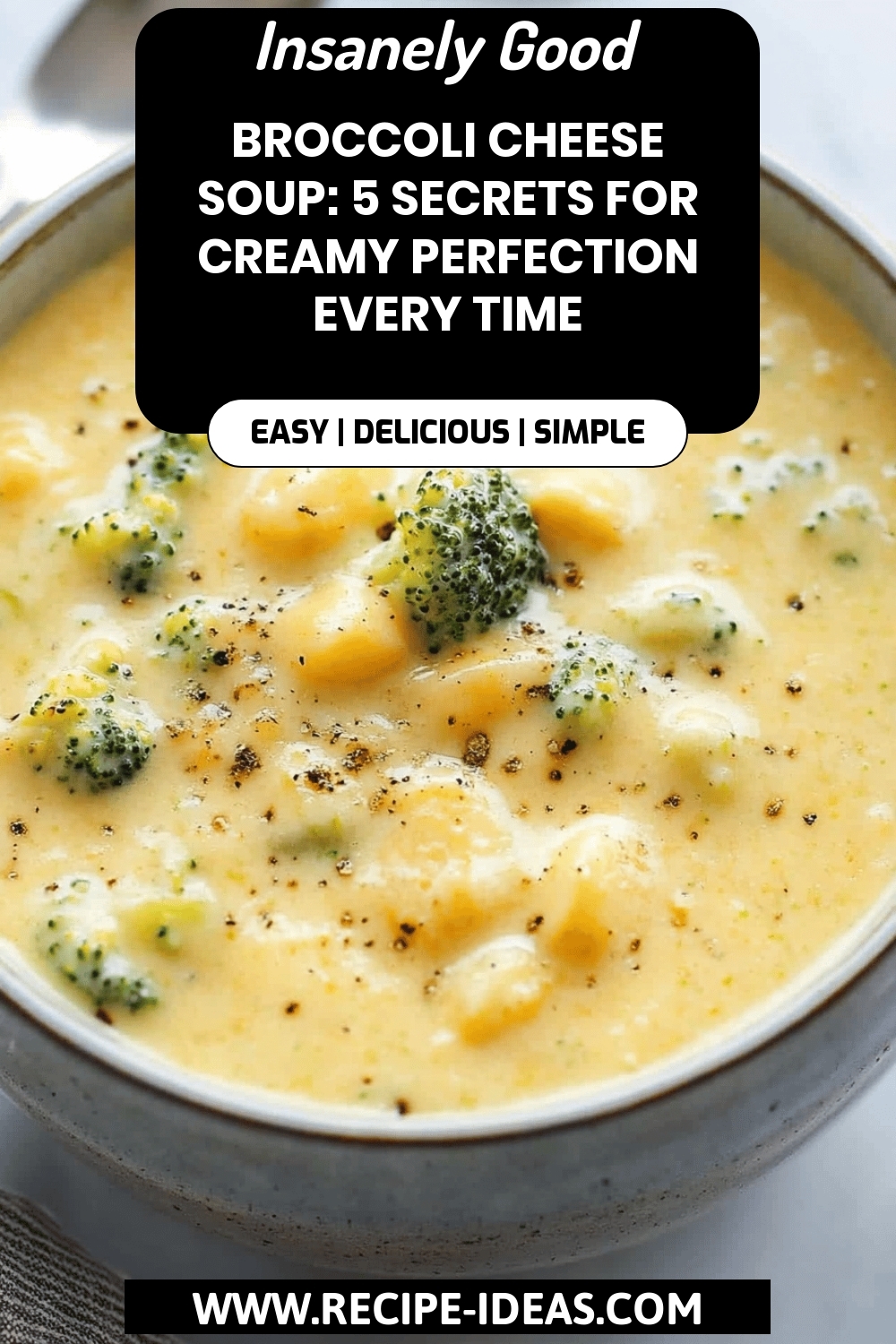 Broccoli Cheese Soup final dish beautifully presented and ready to serve