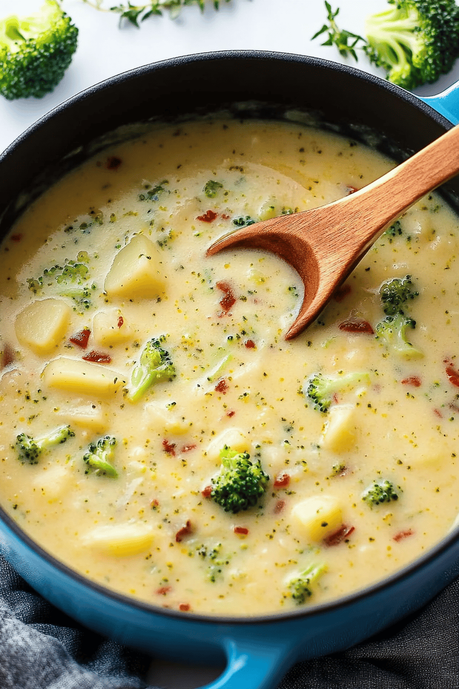 Broccoli Potato Soup final dish beautifully presented and ready to serve