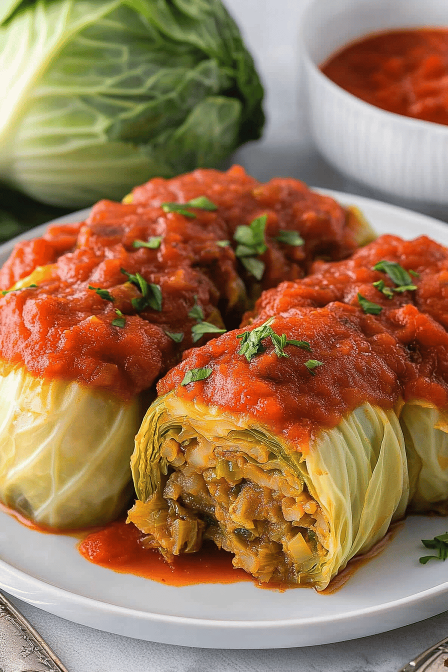 Cabbage Rolls Recipe ingredients organized and measured on kitchen counter