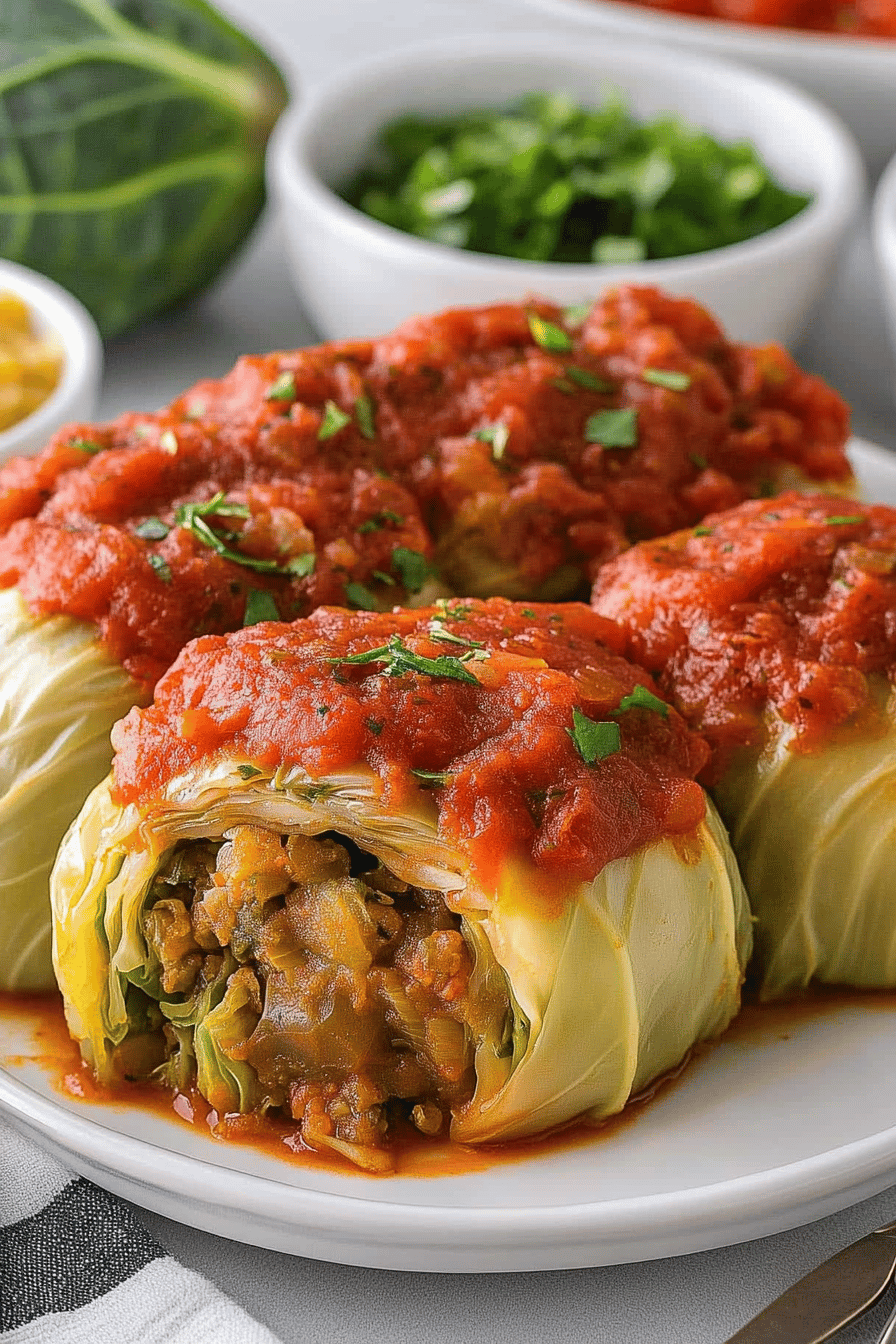 Cabbage Rolls Recipe slice on plate showing perfect texture and swirl pattern