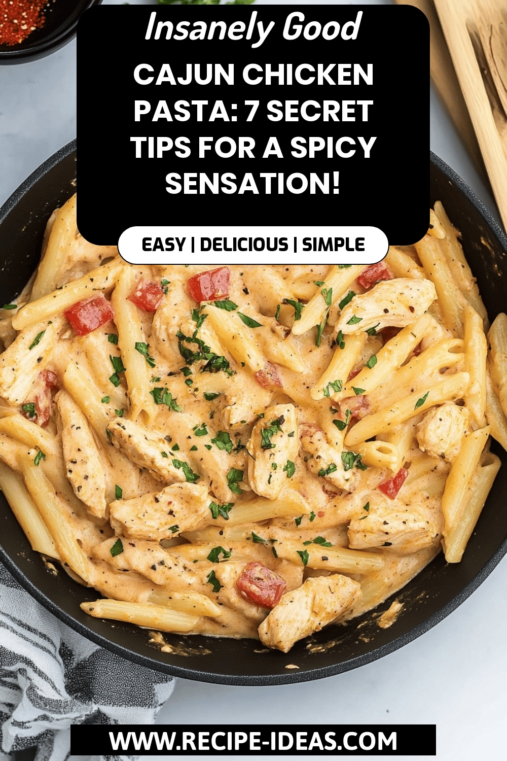 Cajun Chicken Pasta final dish beautifully presented and ready to serve