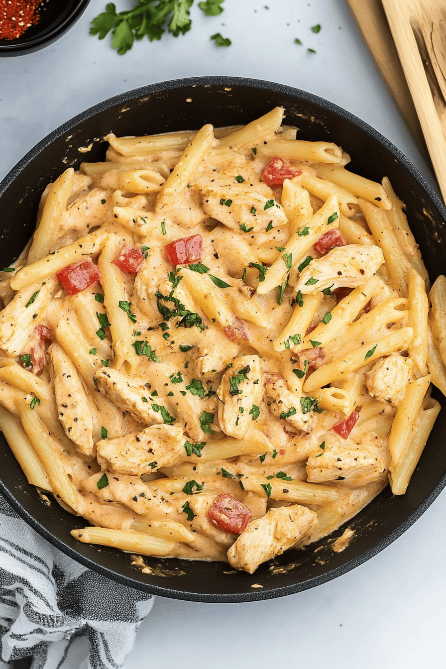 Cajun Chicken Pasta slice on plate showing perfect texture and swirl pattern