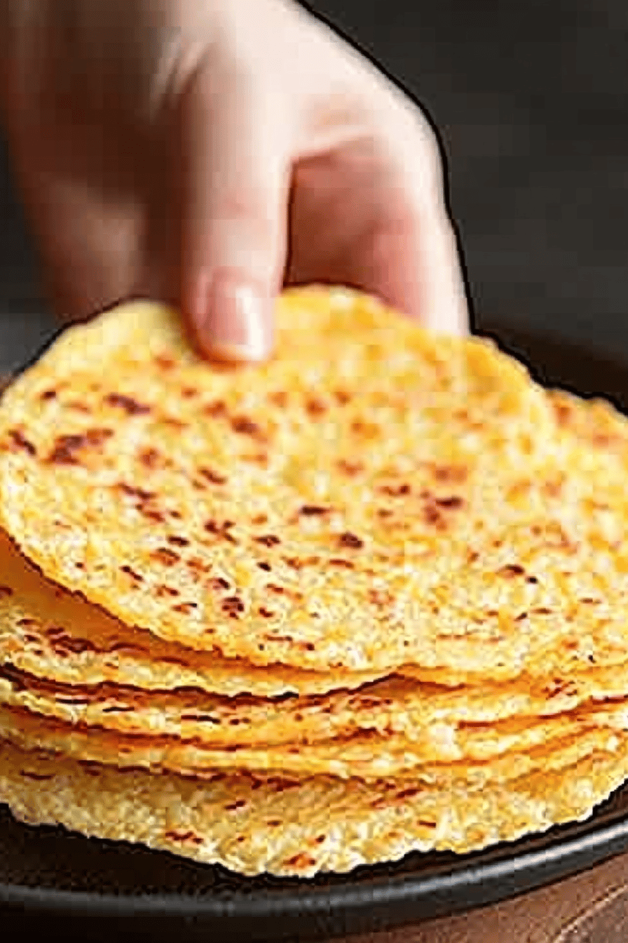 Cauliflower Tortillas slice on plate showing perfect texture and swirl pattern