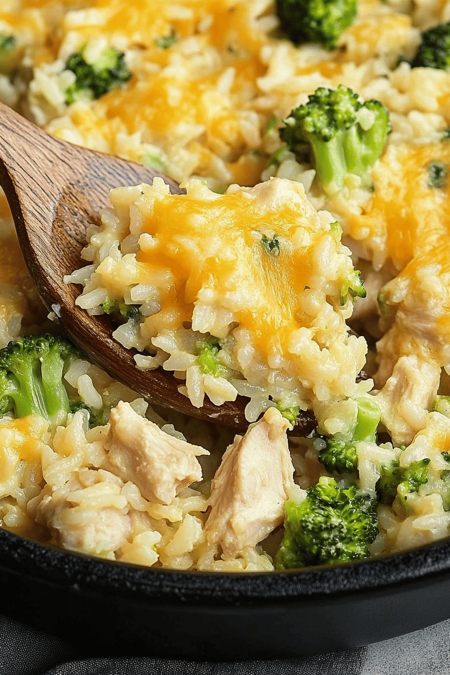 Cheesy Chicken Broccoli Rice ingredients organized and measured on kitchen counter