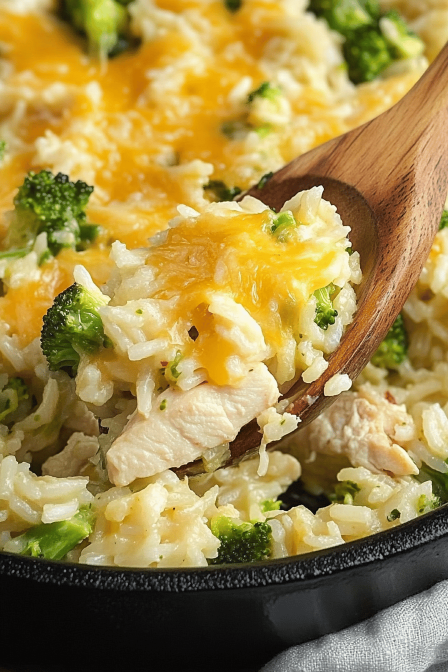 Cheesy Chicken Broccoli Rice slice on plate showing perfect texture and swirl pattern