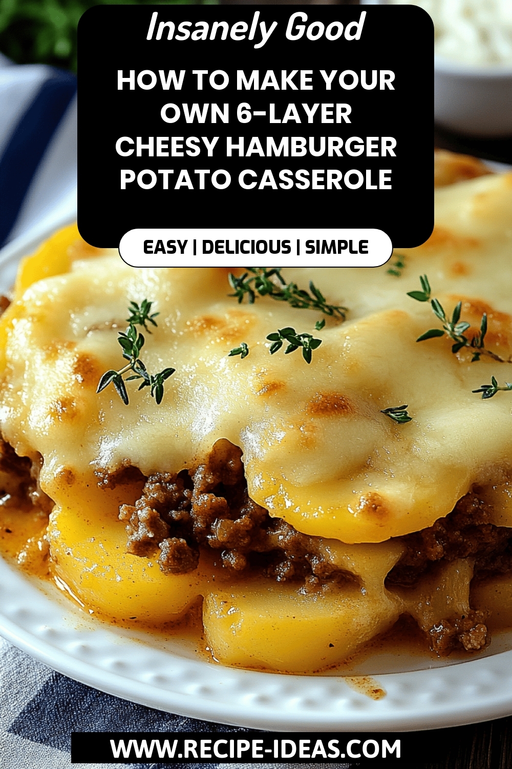 Cheesy Hamburger Potato Casserole final dish beautifully presented and ready to serve