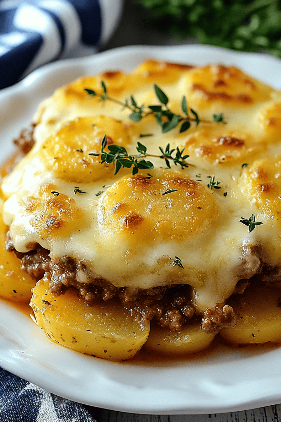 Cheesy Hamburger Potato Casserole ingredients organized and measured on kitchen counter