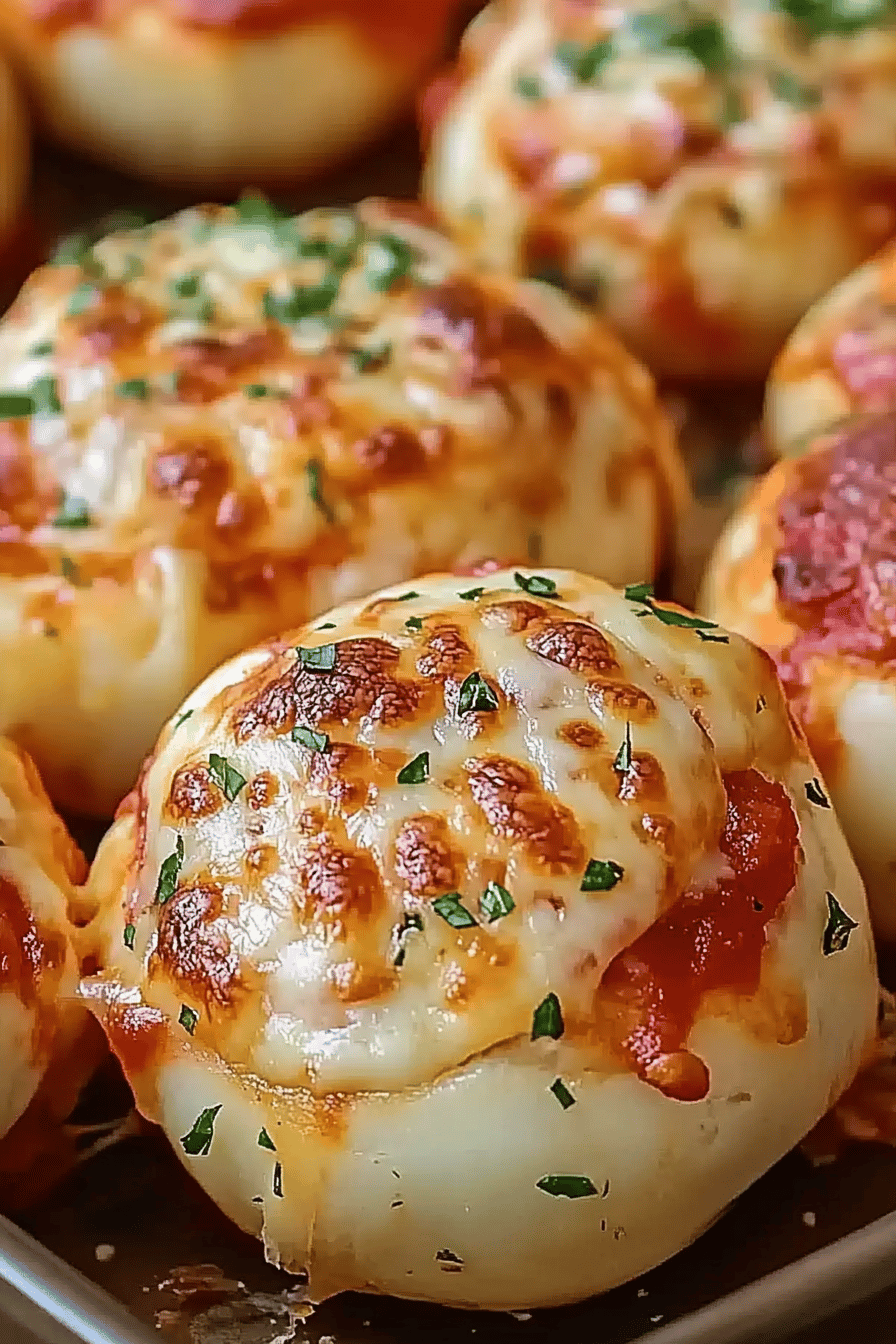 Cheesy Pizza Bombs ingredients organized and measured on kitchen counter