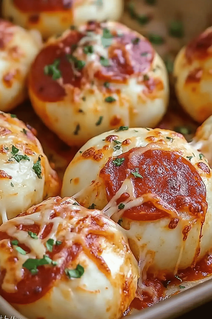 Cheesy Pizza Bombs final dish beautifully presented and ready to serve