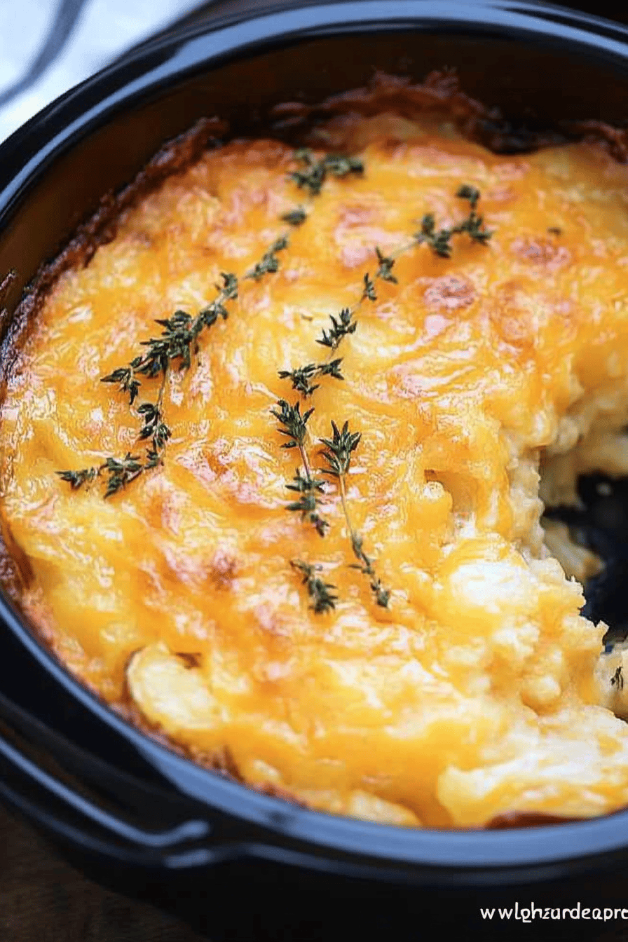 Cheesy Potato Casserole Recipe slice on plate showing perfect texture and swirl pattern