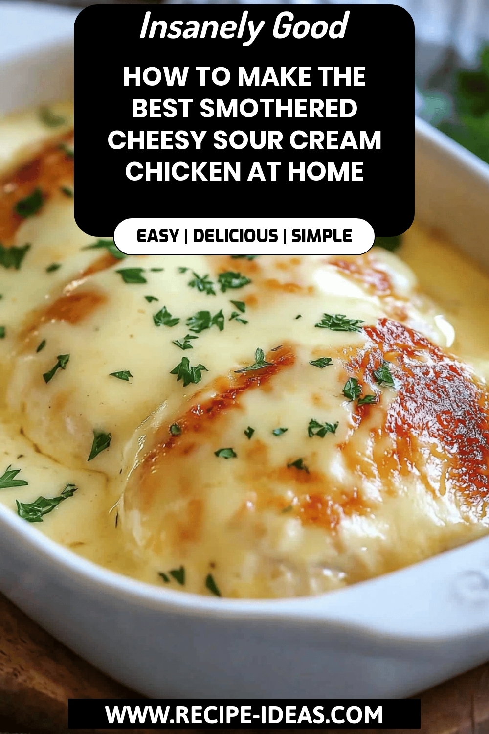 Cheesy Sour Cream Chicken final dish beautifully presented and ready to serve