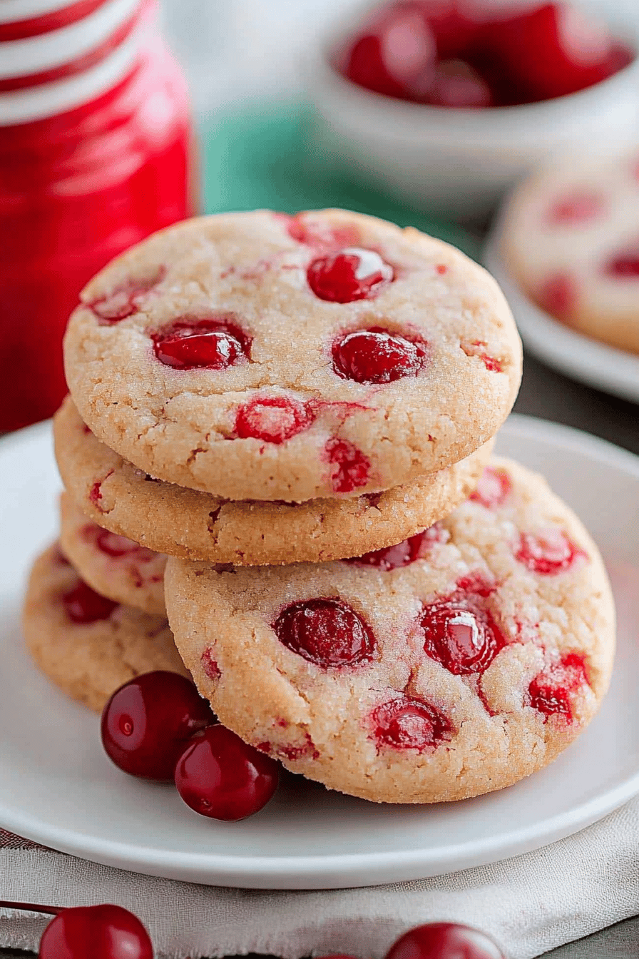 Cherry Shortbread Cookies final dish beautifully presented and ready to serve