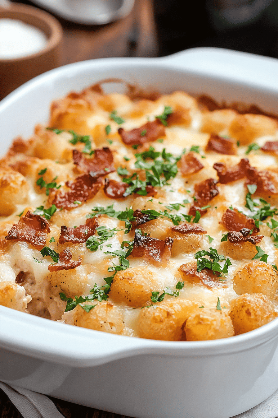 Chicken Bacon Ranch Tater Tot Casserole
