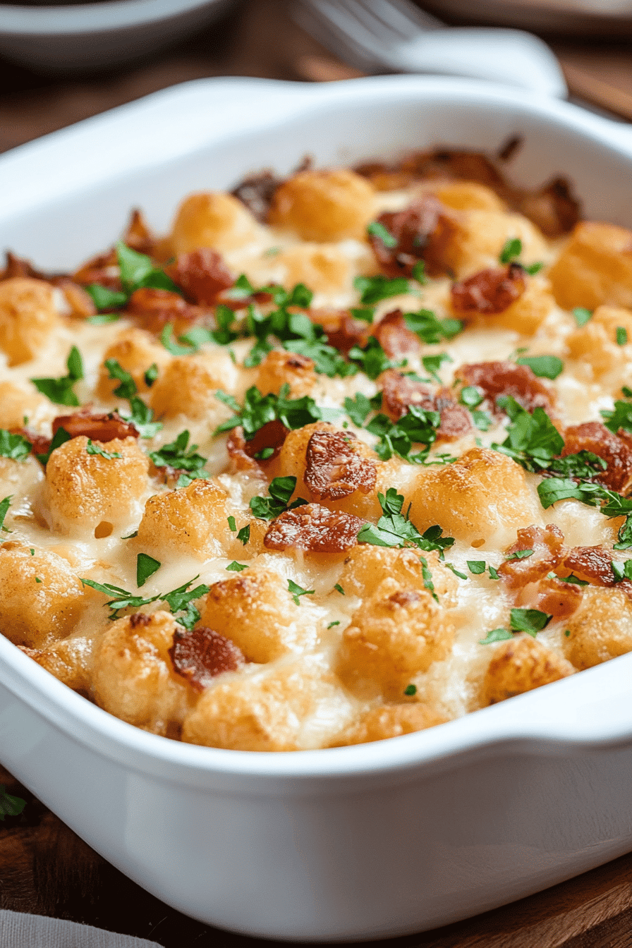 Chicken Bacon Ranch Tater Tot Casserole ingredients organized and measured on kitchen counter