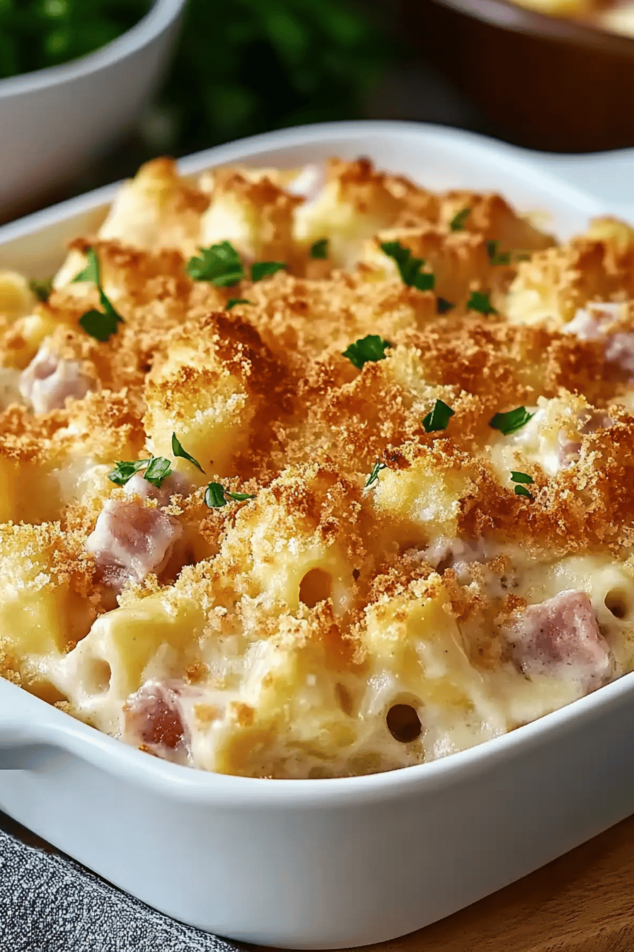 Chicken Cordon Bleu Casserole final dish beautifully presented and ready to serve