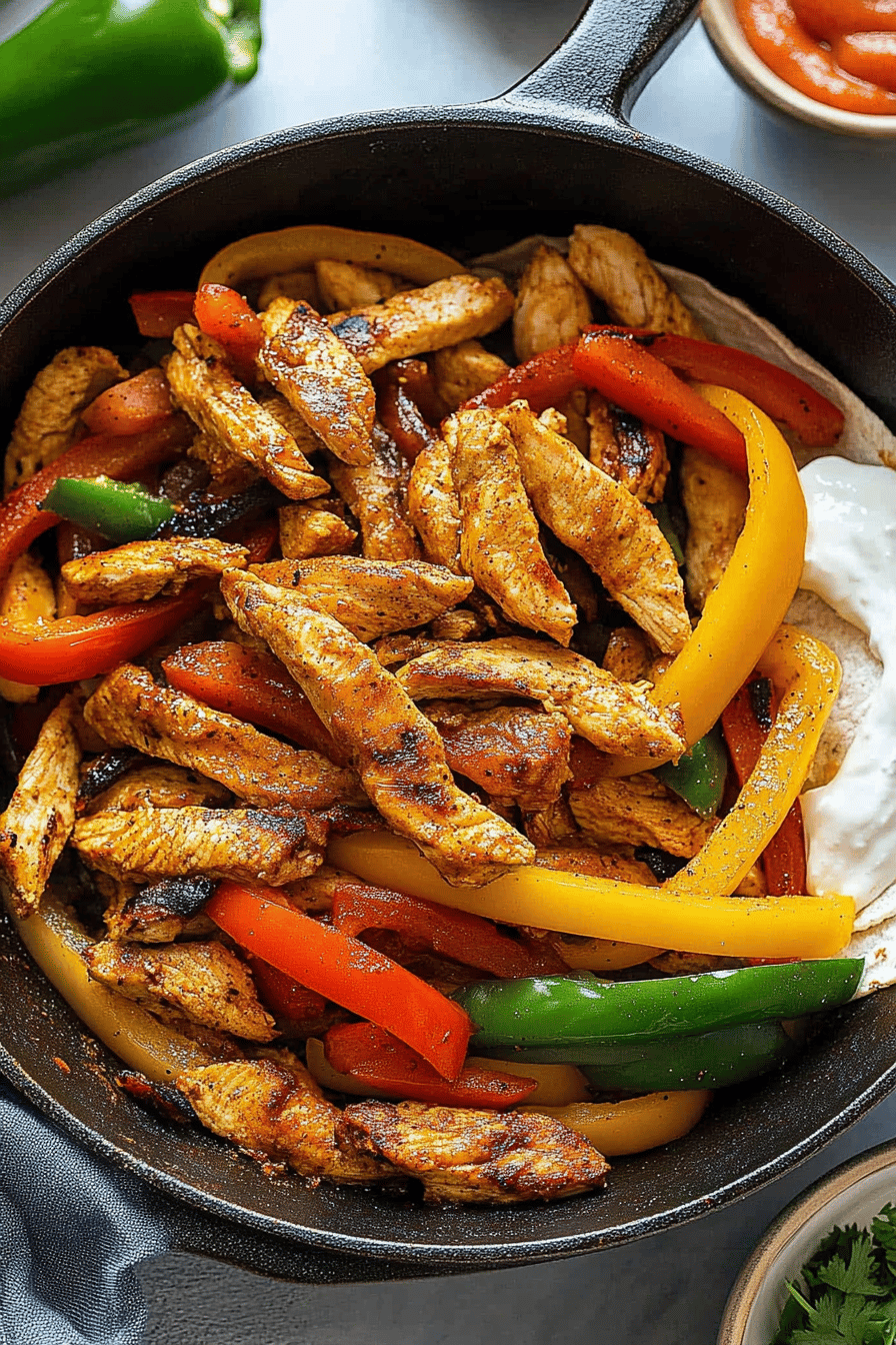 Chicken Fajitas Recipe slice on plate showing perfect texture and swirl pattern