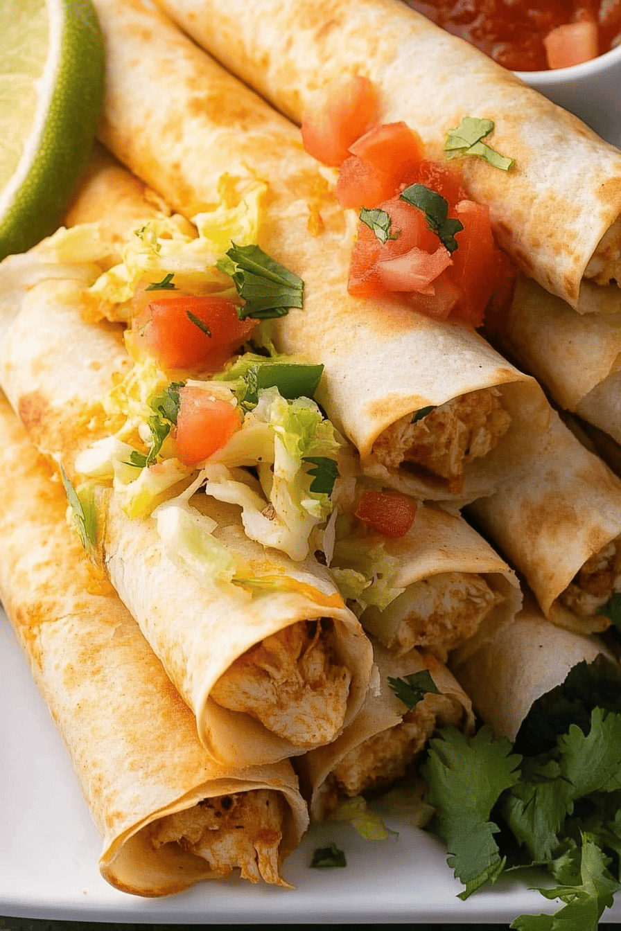Chicken Flautas ingredients organized and measured on kitchen counter