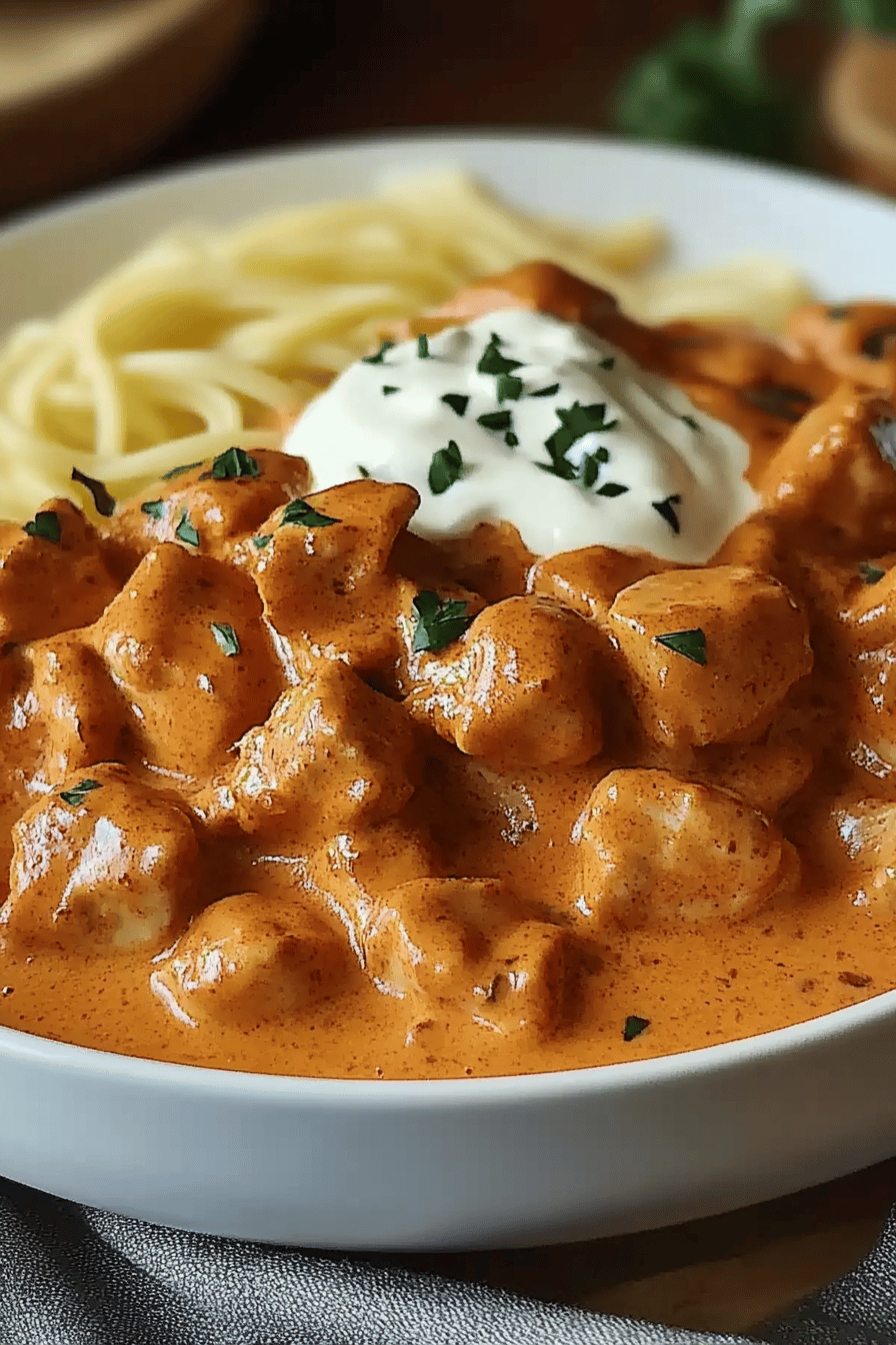 Chicken Paprikash Recipe ingredients organized and measured on kitchen counter