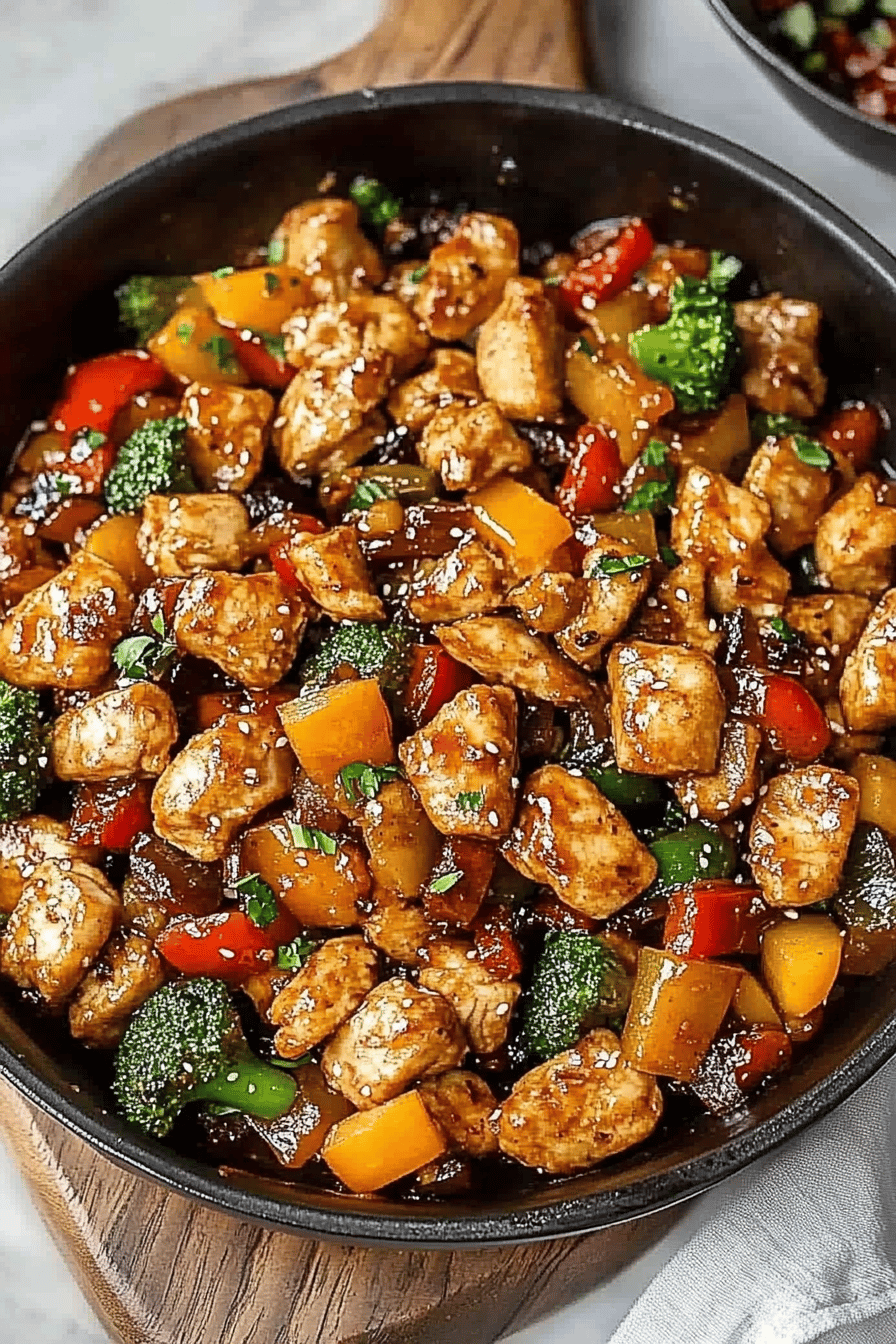 Chicken Peppers Stir Fry slice on plate showing perfect texture and swirl pattern