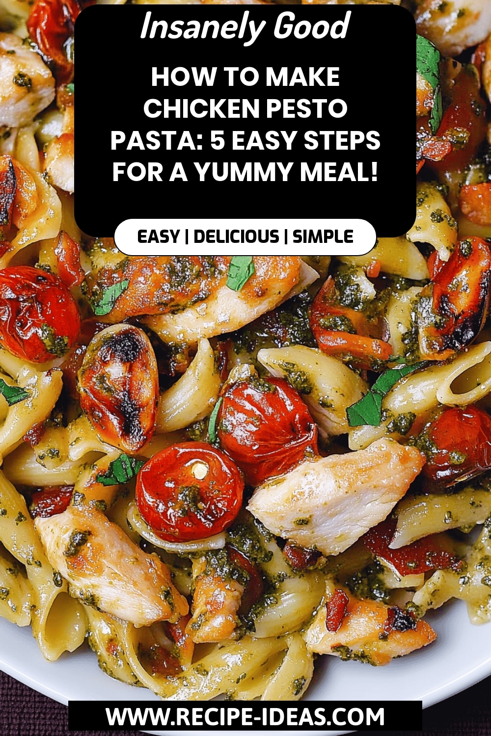 Chicken Pesto Pasta final dish beautifully presented and ready to serve
