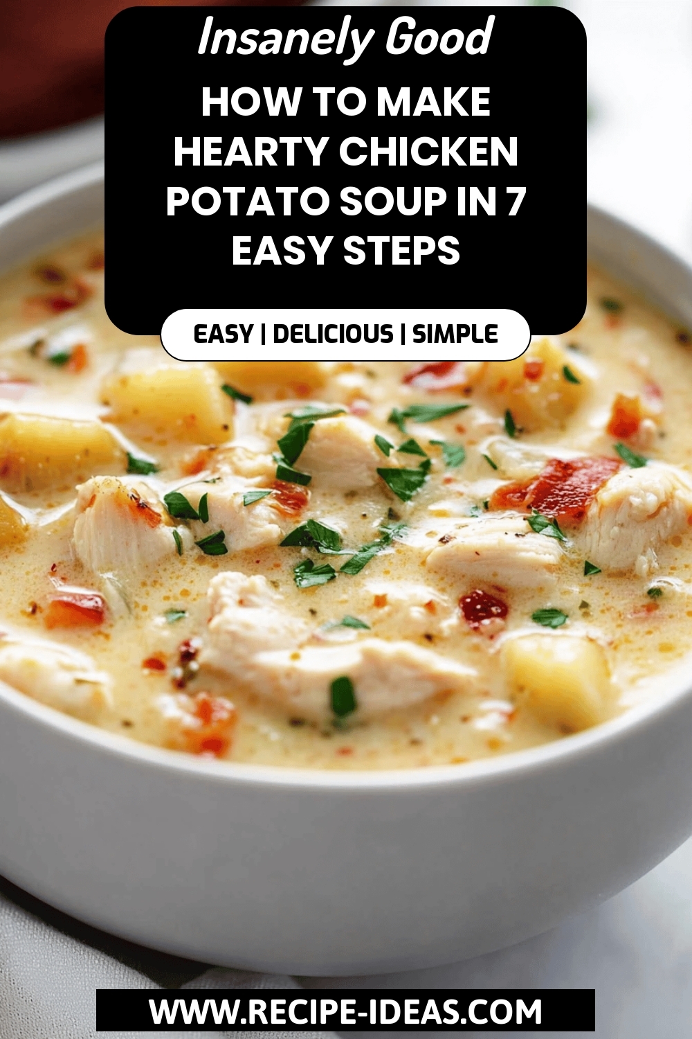 Chicken Potato Soup Recipe final dish beautifully presented and ready to serve