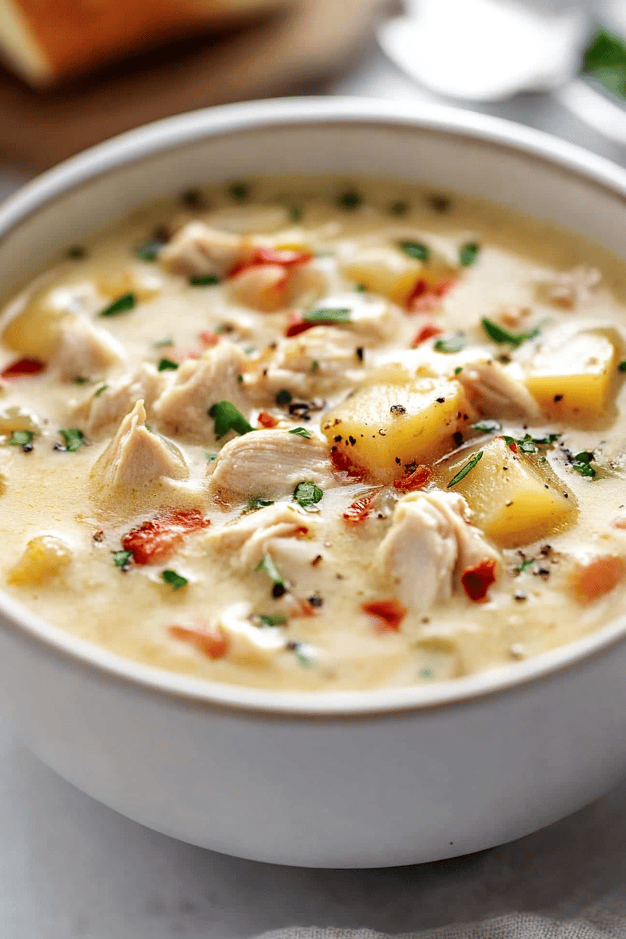Chicken Potato Soup Recipe ingredients organized and measured on kitchen counter