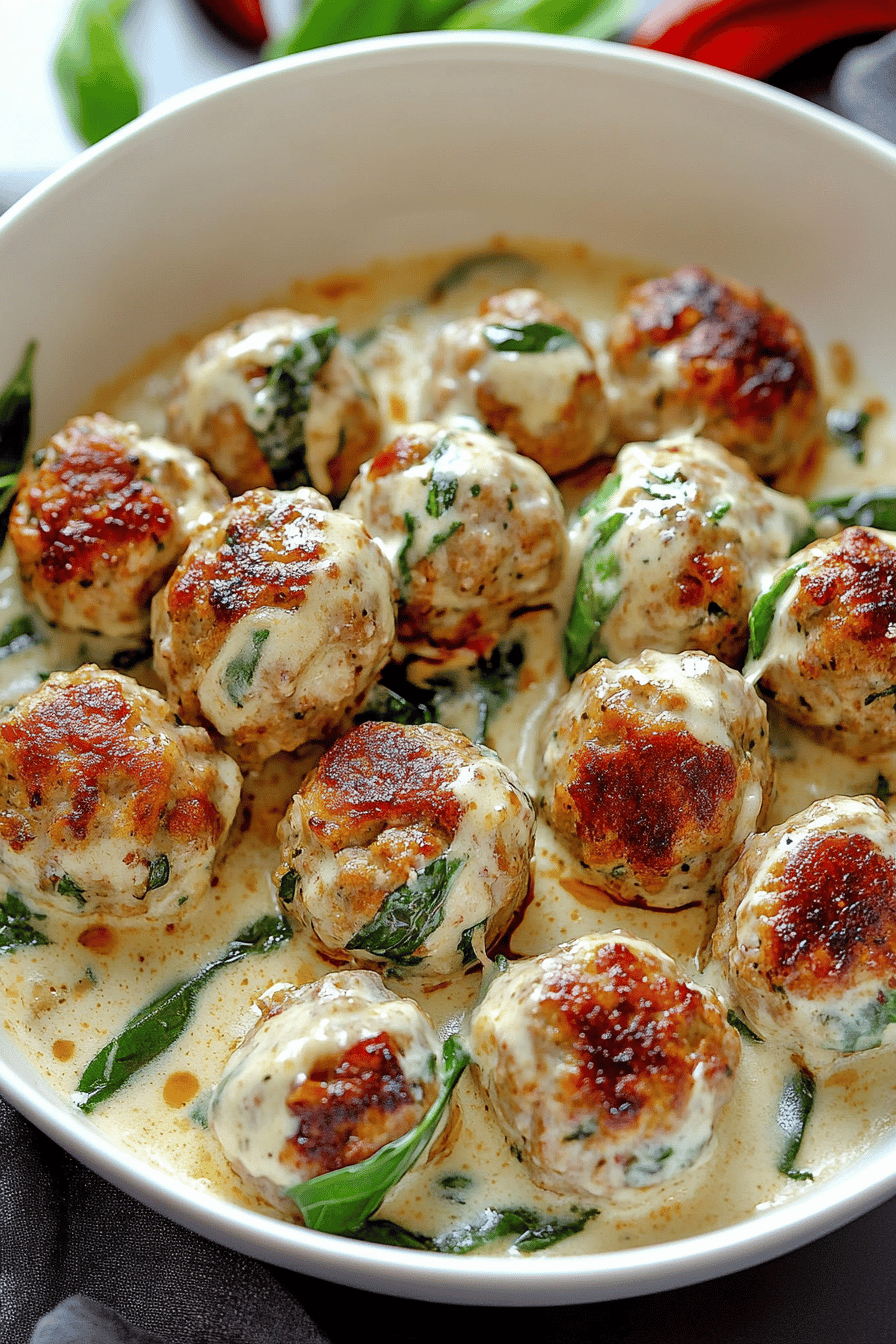 Chicken Ricotta Meatballs slice on plate showing perfect texture and swirl pattern