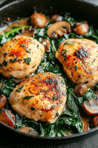Chicken Spinach Mushroom Skillet
