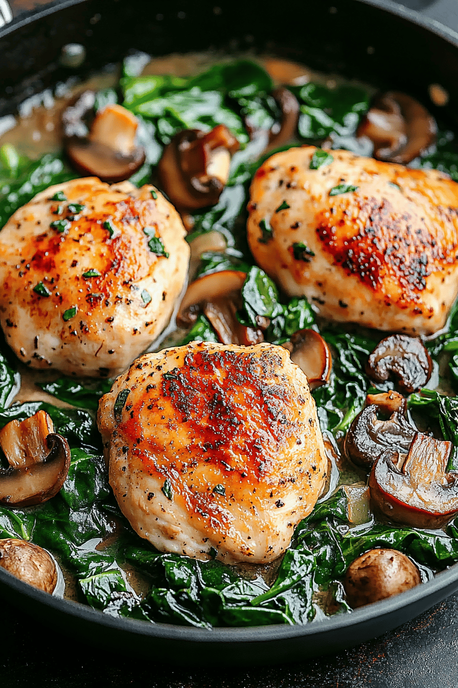 Chicken Spinach Mushroom Skillet slice on plate showing perfect texture and swirl pattern
