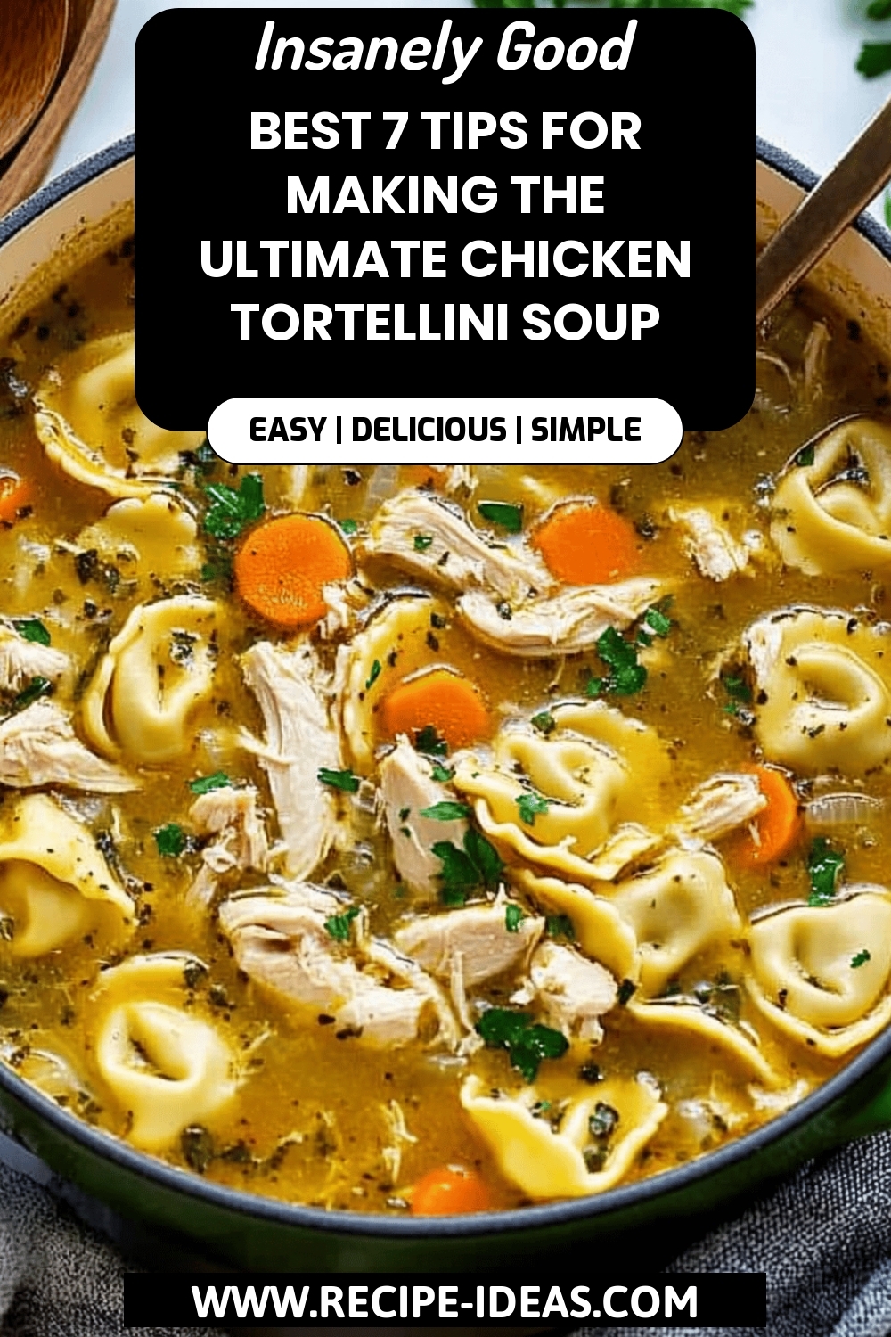 Chicken Tortellini Soup Recipe final dish beautifully presented and ready to serve