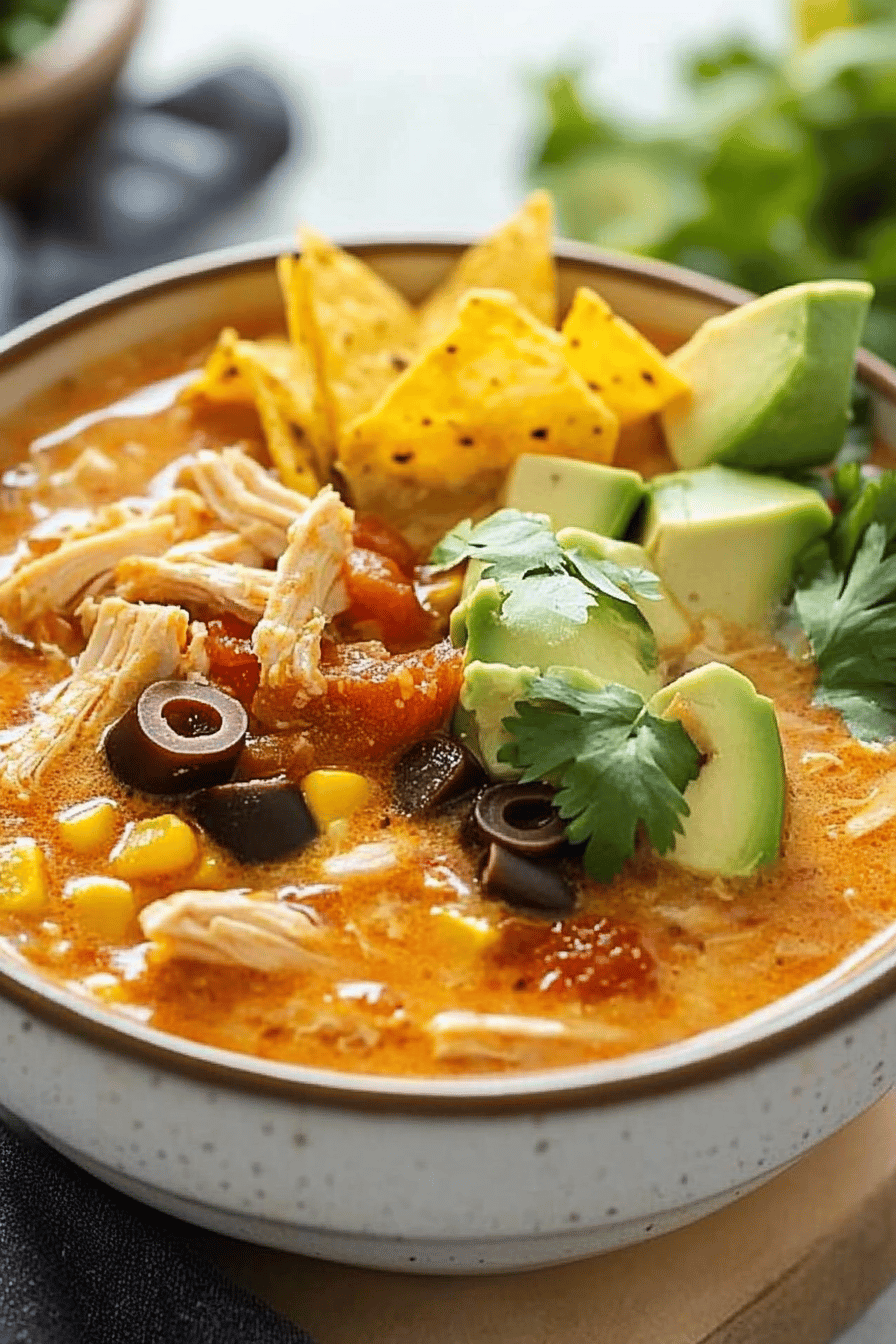 Chicken Tortilla Soup ingredients organized and measured on kitchen counter