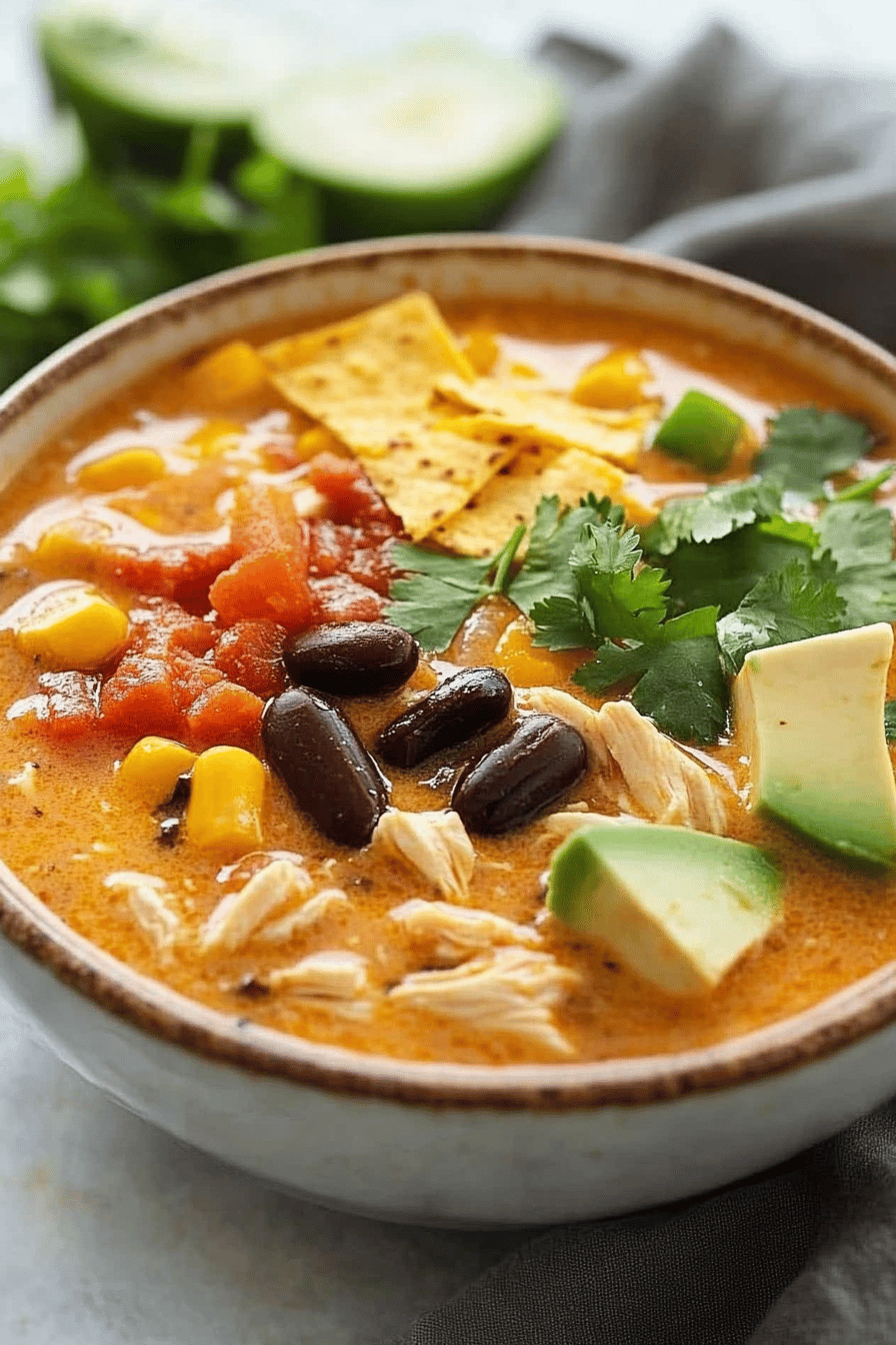 Chicken Tortilla Soup final dish beautifully presented and ready to serve