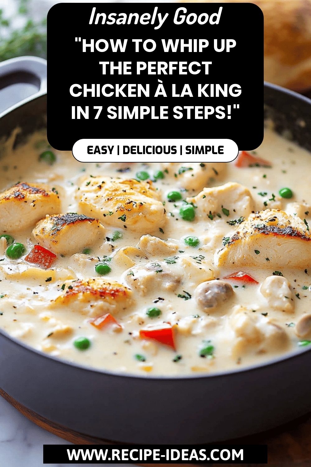 Chicken à la King Recipe final dish beautifully presented and ready to serve
