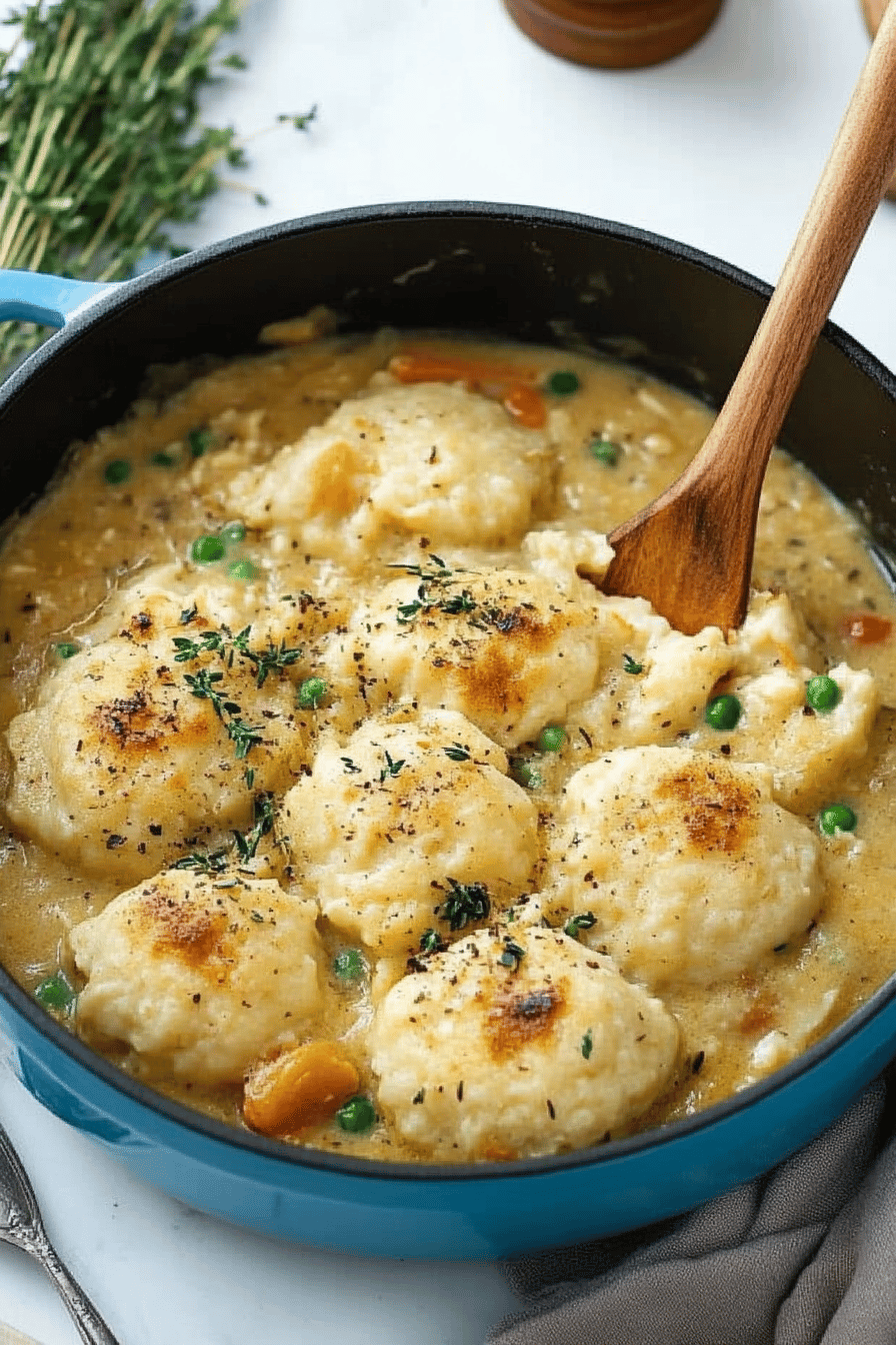 Chicken and Dumplings Recipe slice on plate showing perfect texture and swirl pattern