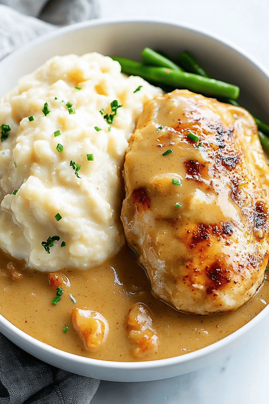 Chicken and Gravy Recipe slice on plate showing perfect texture and swirl pattern