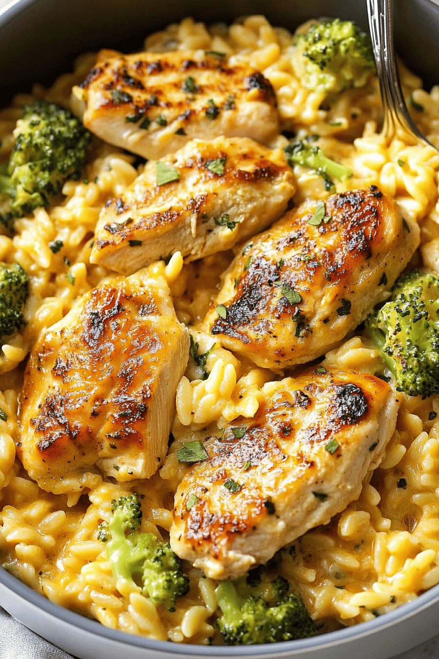 Chicken and Orzo Recipe slice on plate showing perfect texture and swirl pattern
